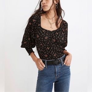 Madewell Kirstie Sweetheart Top in Fresh Sprigs
